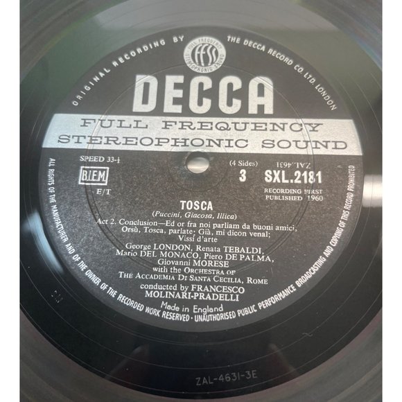 Puccini Tosca Tebaldi Del Monaco London DECCA SXL 2180-1 2LP 1ED Wallet Cover - Picture 4 of 11